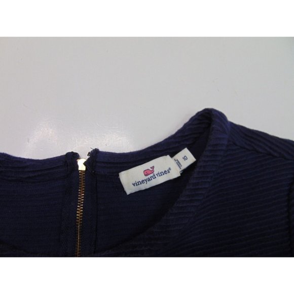 Vineyard Vines Women Size 10 Mid Length Dress Striped Corduroy Blue Short Sleeve - Picture 4 of 8